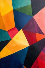 Fototapeta premium A geometric abstract painting with intersecting shapes in primary colors