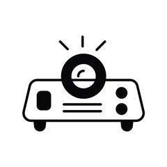 projector glyph icon with white background vector stock illustration