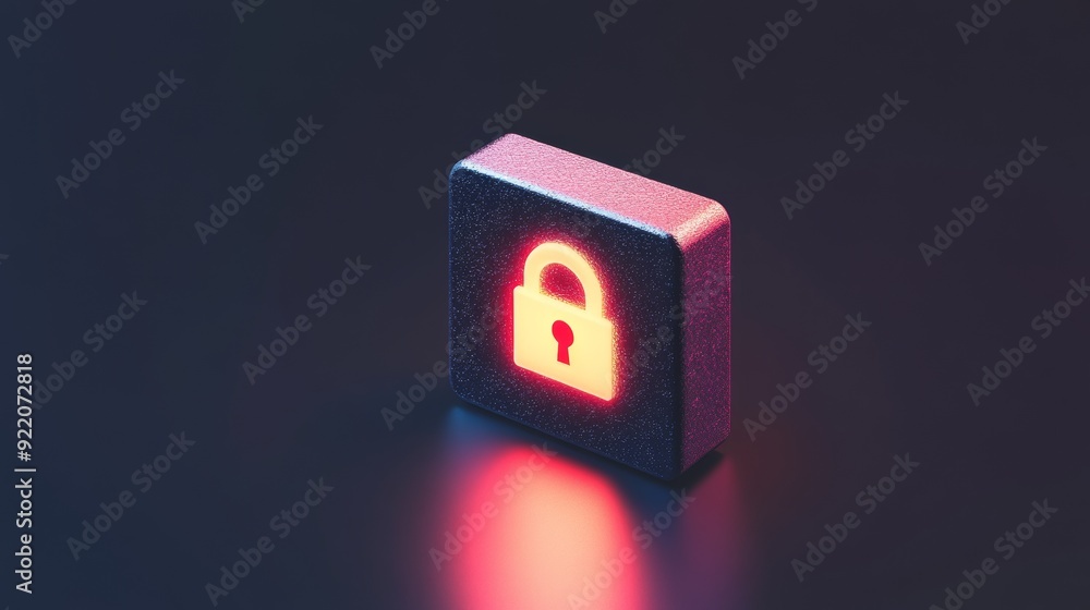 Poster a red and black square with a keyhole in the middle