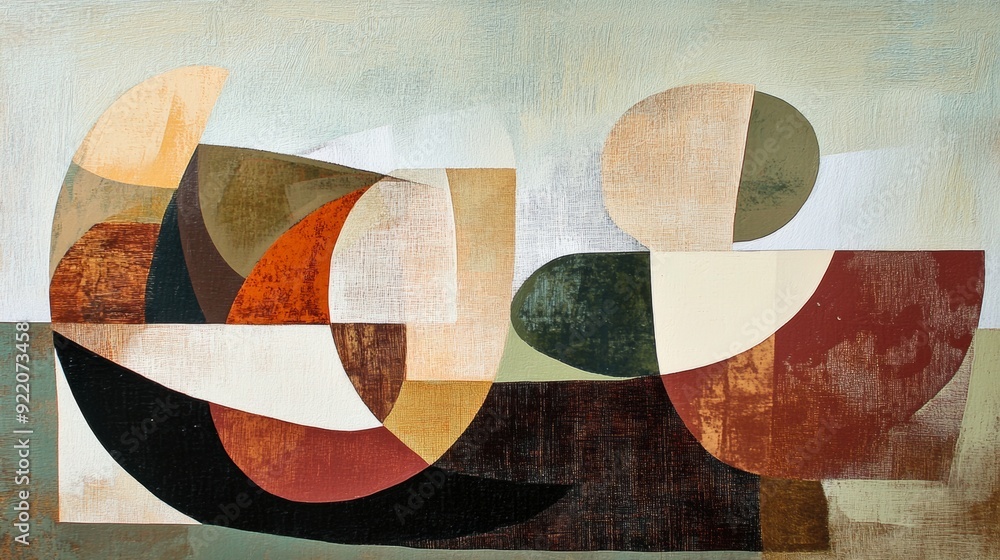 Poster abstract still life with overlapping shapes and subtle tones