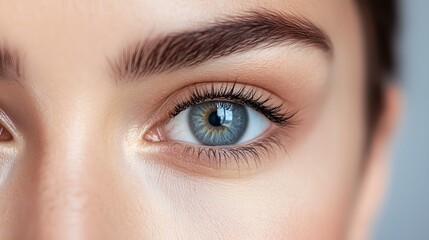 Obraz premium Close-Up of a Healthy Blue Eye with Clear Iris and Defined Eyelashes