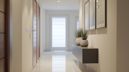 Modern Minimalist Entryway with Clean Lines and Natural Decor