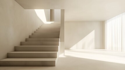 Obraz premium Minimalist Staircase with Natural Light in Modern Interior Design