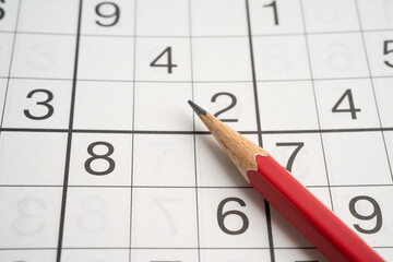 Sudoku puzzle game playing to challenge brain.