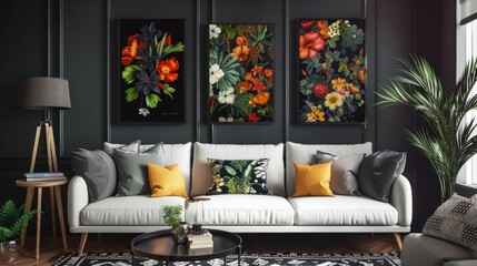 Modern Living Room Decor With Floral Artwork