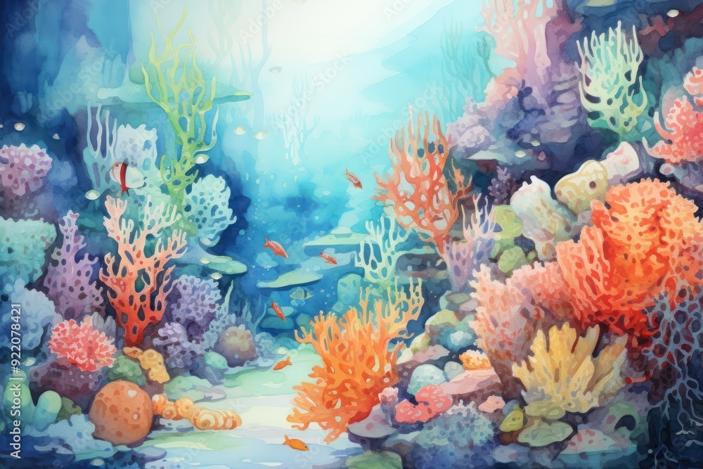 Sticker coral reef background backgrounds aquarium outdoors.