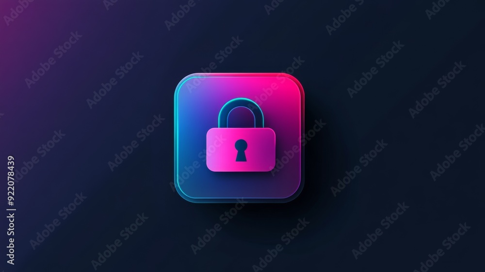 Poster a colorful lock with a keyhole on a dark background