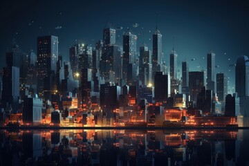 Fototapeta premium Night city architecture metropolis.