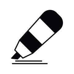 highlighter glyph icon with white background vector stock illustration