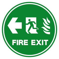 Fire Exit Arrow Left Symbol Sign, Vector Illustration, Isolate On White Background Label. EPS10