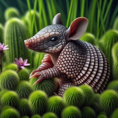 Obraz premium Niedliches Gürteltier im Gras