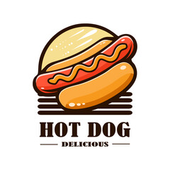 Hot dog logo vector illustration template, with shadow line