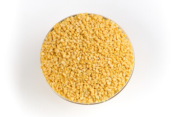 Moong Dal (Yellow Split Lentils) on White Background