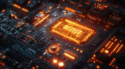 Obraz premium Holographic Interface in Chip Design for Advanced Semiconductor Engineering