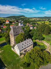 Medieval knight's tower in Siedlecin in the Bobr River Valley near Jelenia Gora © Marcin