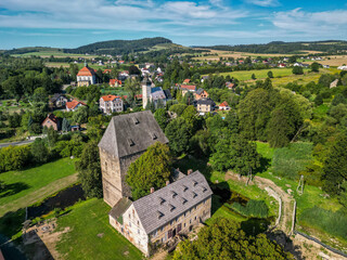 Medieval knight's tower in Siedlecin in the Bobr River Valley near Jelenia Gora