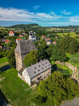 Medieval knight's tower in Siedlecin in the Bobr River Valley near Jelenia Gora