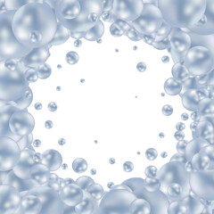 Colored pearls. Abstract vector background. Blue photo frame. Eps 10