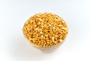 Chana Dal (Split Chickpeas) on White Background