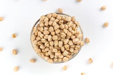 Raw Kabuli Chana (Chickpeas) on White Background