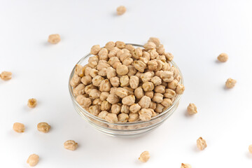 Raw Kabuli Chana (Chickpeas) on White Background