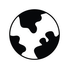 globe glyph icon with white background vector stock illustration