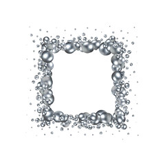 Gray pearl photo frame. Colored balls. Decor element. Eps 10