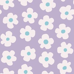 Vintage white flower pattern. A pattern of white and blue flowers. Seamless pattern, illustration, surface design, textile print.