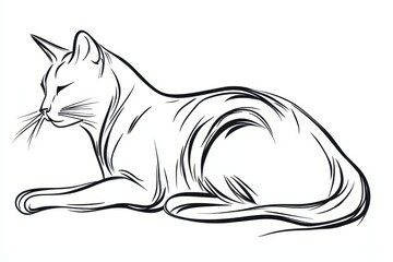 Simple Cat Line Art