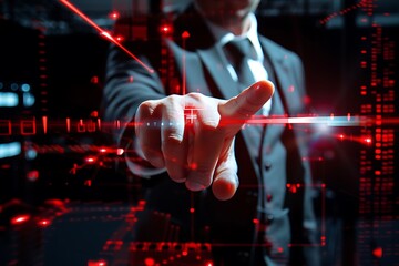 Businessman Interacting with a Holographic Interface.