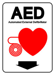 AED Automated External Defibrillator Symbol Sign, Vector Illustration, Isolate On White Background Label .EPS10