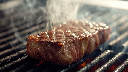 Succulent Grilled Steak Close-Up: High Protein & Zinc, Perfect Char, Smoky & Mouthwatering Scene