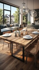 Obraz premium Contemporary apartment with table 