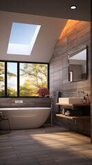 Fototapeta premium Contemporary bathroom with copyspace 