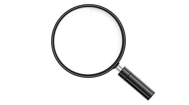 Magnifying glass isolated on transparent background high resolution icon for research design and business advertising