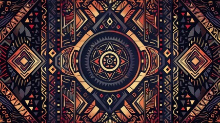 Obraz premium Intricate geometric design featuring vibrant colors and detailed patterns, perfect for artistic projects and visual inspiration.