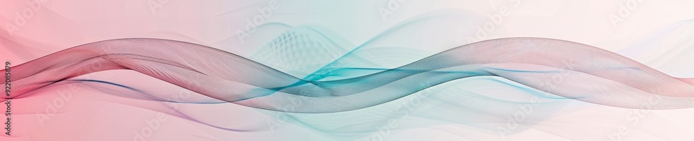 Poster abstract background with blue and red wave lines on a light pink and white gradient.