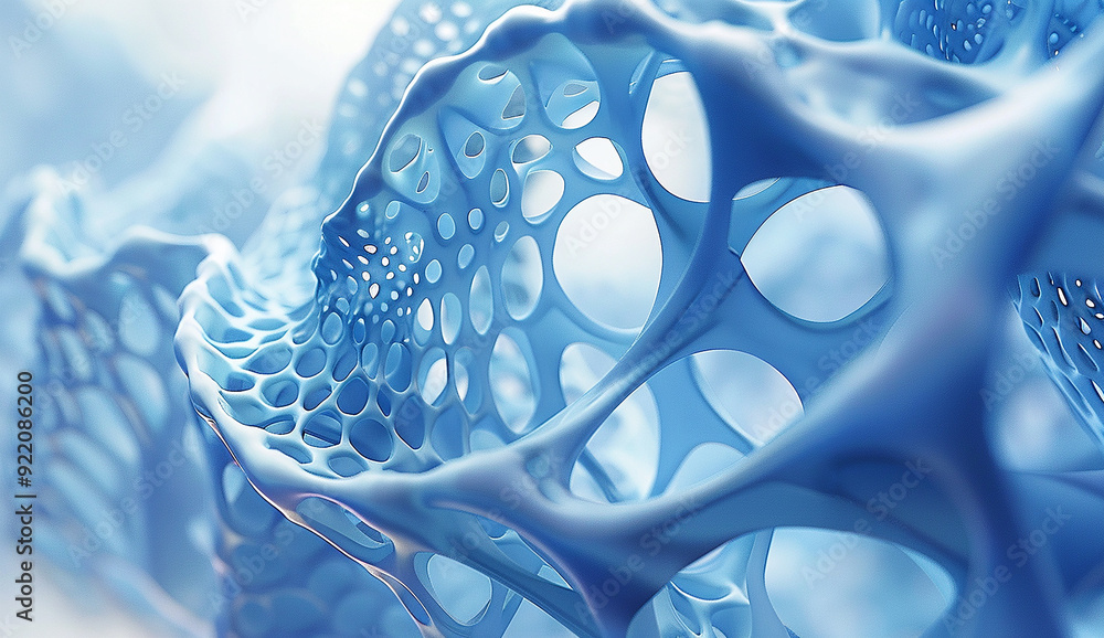 Poster a blue abstract structure with fractal lines