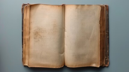 An open vintage book with aged, yellowed pages, symbolizing history, knowledge, literature, storytelling, and time.