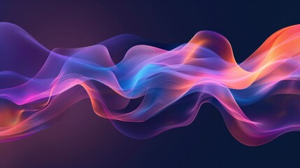 Live 3d sound waves in abstract colorful motion on dark background, dynamic data visualization and abstract dot graph, digital art illustration for multimedia and technology