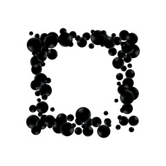 Background with render 3d black balls. Round Sphere of geometric objects, pearl made of metal and plastic. Template with social media story, social networks. vector illustration. Eps 10