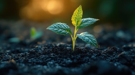 Sprouting Seedling in Soil Representing New Growth and Renewal