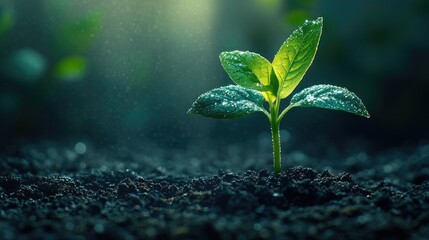 Sprouting Seedling in Soil Representing New Growth and Renewal