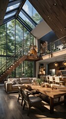 Contemporary house interior with an open concept/  