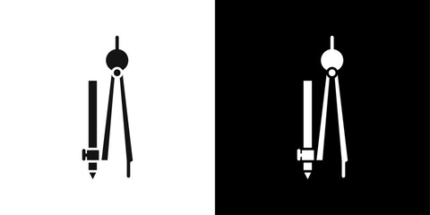 drawing compass icon line art vector