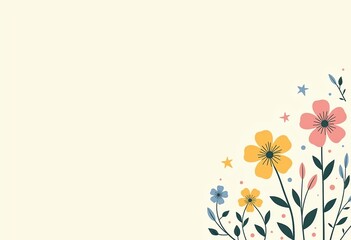 Naklejka premium Pastel Wildflower Abstract Art Print | Minimalist Floral Wall Decor | Soft Color Botanical Illustration