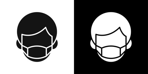 Man face with mask icon line art vector