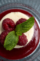 a delicious mousse dessert. Close  up