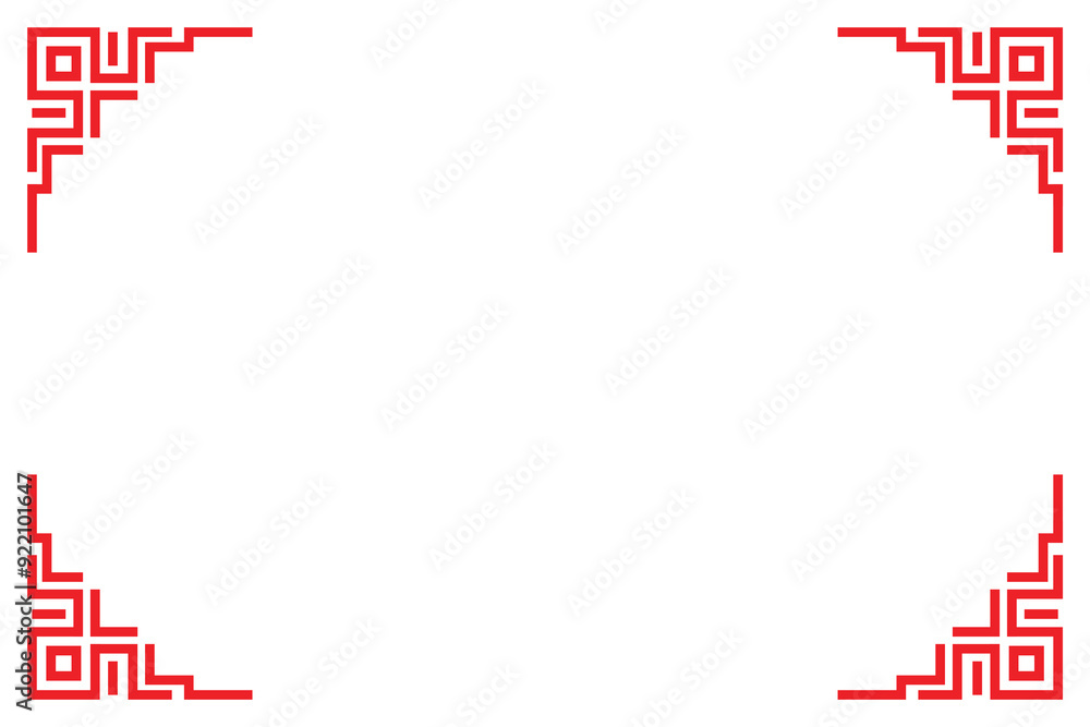 Poster chinese red square frame vector abstract background design.