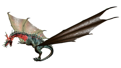 3D Rendering Fairy Tale Dragon on White